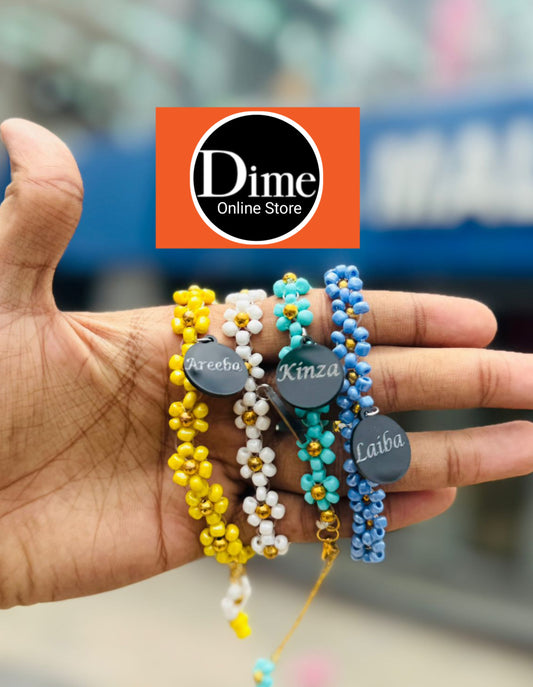 Customize Name Flower Bracelet For Kids