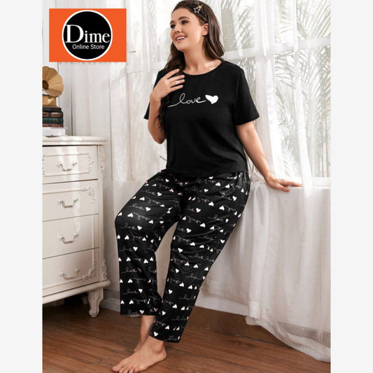 Night Suit Premium Quality Black Heart And Love