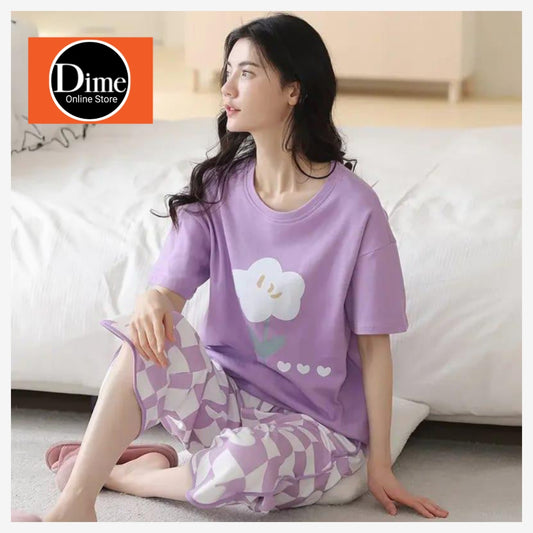 Night Suit Premium Quality Purple Flower